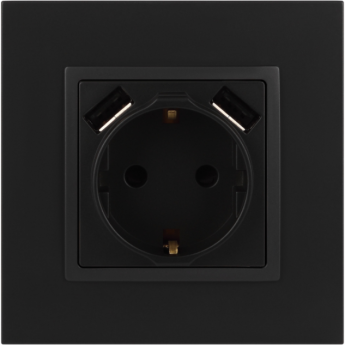 Розетка ЭРА ELEGANCE 14-4109-05 16А 250В 2P+E с 2хUSB 5В-3А защитные шторки антрацит