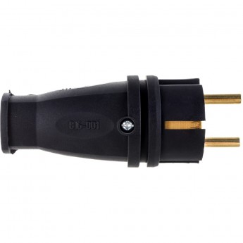 Вилка ЭРА Б0055414 VX10-B-IP44 16А IP44 прямая с заземлением каучук черный